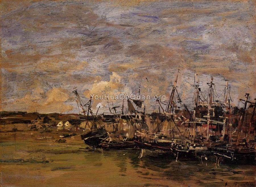 Portrieux, Fishing Boats at Low Tide - 尤金·布丹